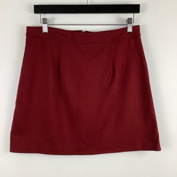 Twik for Simons Ponte Knit Zipper Skirt in Red - Picture 2 of 4